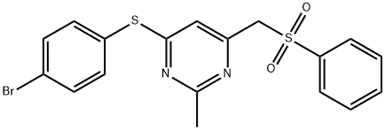 (6-[(4-BROMOPHENYL)SULFANYL]-2-METHYL-4-PYRIMIDINYL)METHYL PHENYL SULFONE 结构式