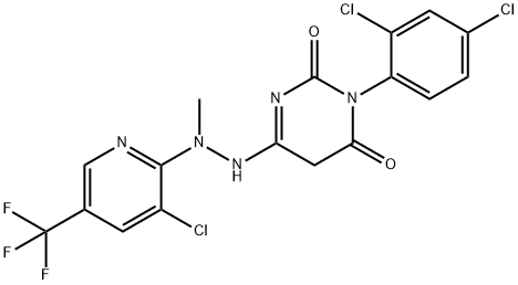 4-(2-[3-CHLORO-5-(TRIFLUOROMETHYL)-2-PYRIDINYL]-2-METHYLHYDRAZINO)-1-(2,4-DICHLOROPHENYL)-6-HYDROXY-2(1H)-PYRIMIDINONE 结构式