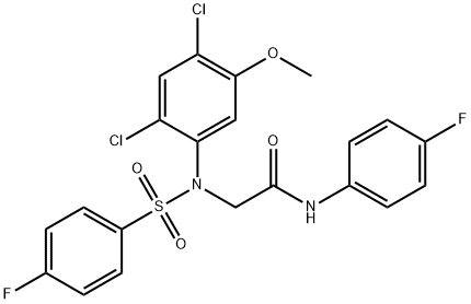 2-(2,4-DICHLORO[(4-FLUOROPHENYL)SULFONYL]-5-METHOXYANILINO)-N-(4-FLUOROPHENYL)ACETAMIDE 结构式