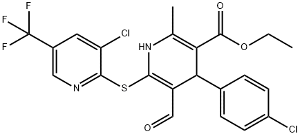 ETHYL 4-(4-CHLOROPHENYL)-6-([3-CHLORO-5-(TRIFLUOROMETHYL)-2-PYRIDINYL]SULFANYL)-5-FORMYL-2-METHYL-1,4-DIHYDRO-3-PYRIDINECARBOXYLATE 结构式