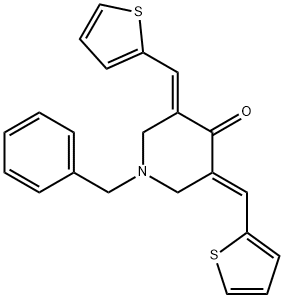 1-BENZYL-3,5-BIS(2-THIENYLMETHYLENE)TETRAHYDRO-4(1H)-PYRIDINONE 结构式