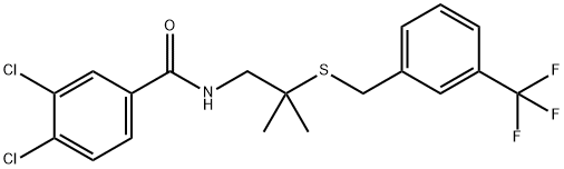 3,4-DICHLORO-N-(2-METHYL-2-([3-(TRIFLUOROMETHYL)BENZYL]SULFANYL)PROPYL)BENZENECARBOXAMIDE 结构式