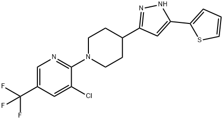 3-CHLORO-2-(4-[5-(2-THIENYL)-1H-PYRAZOL-3-YL]PIPERIDINO)-5-(TRIFLUOROMETHYL)PYRIDINE 结构式