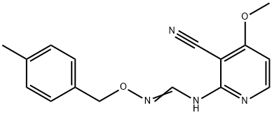 N'-(3-氰基-4-甲氧基吡啶-2-基)-N-((4-甲基苄基)氧基)甲脒 结构式