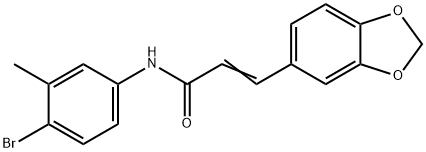 3-(1,3-BENZODIOXOL-5-YL)-N-(4-BROMO-3-METHYLPHENYL)ACRYLAMIDE 结构式