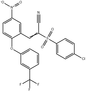 2-((4-CHLOROPHENYL)SULFONYL)-3-(5-NITRO-2-(3-(TRIFLUOROMETHYL)PHENOXY)PHENYL)PROP-2-ENENITRILE 结构式