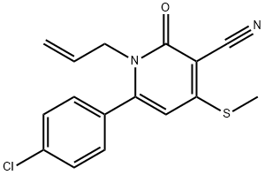 1-ALLYL-6-(4-CHLOROPHENYL)-4-(METHYLSULFANYL)-2-OXO-1,2-DIHYDRO-3-PYRIDINECARBONITRILE 结构式