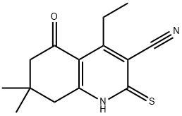 3-QUINOLINECARBONITRILE, 4-ETHYL-5,6,7,8-TETRAHYDRO-2-MERCAPTO-7,7-DIMETHYL-5-OXO- 结构式