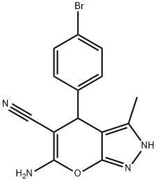 6-AMINO-4-(4-BROMOPHENYL)-3-METHYL-4H-PYRANO[3,2-D]PYRAZOLE-5-CARBONITRILE 结构式