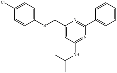 6-([(4-CHLOROPHENYL)SULFANYL]METHYL)-N-ISOPROPYL-2-PHENYL-4-PYRIMIDINAMINE 结构式