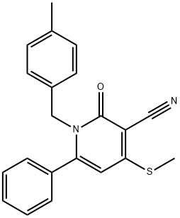 1-(4-METHYLBENZYL)-4-(METHYLSULFANYL)-2-OXO-6-PHENYL-1,2-DIHYDRO-3-PYRIDINECARBONITRILE 结构式