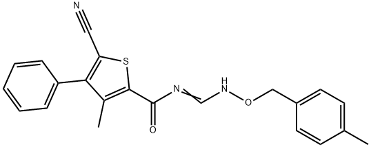 5-Cyano-3-methyl-N-(([(4-methylbenzyl)oxy]imino)methyl)-4-phenyl-2-thiophenecarboxamide 结构式