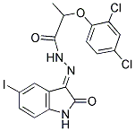 3-(2-(2,4-DICHLOROPHENOXY)PROPIONYLHYDRAZIDYL)-5-IODO-2-OXOINDOLINE 结构式