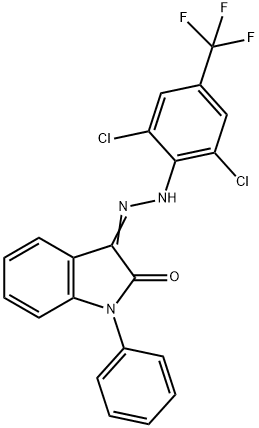 1-PHENYL-1H-INDOLE-2,3-DIONE 3-(N-[2,6-DICHLORO-4-(TRIFLUOROMETHYL)PHENYL]HYDRAZONE) 结构式