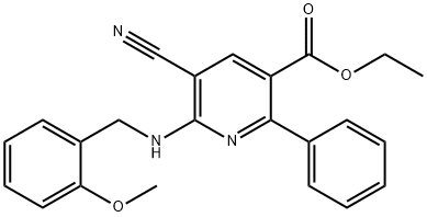 ETHYL 5-CYANO-6-[(2-METHOXYBENZYL)AMINO]-2-PHENYLNICOTINATE 结构式