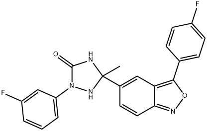 2-(3-FLUOROPHENYL)-5-[3-(4-FLUOROPHENYL)-2,1-BENZISOXAZOL-5-YL]-5-METHYL-1,2,4-TRIAZOLAN-3-ONE 结构式