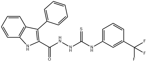 2-[(3-PHENYL-1H-INDOL-2-YL)CARBONYL]-N-[3-(TRIFLUOROMETHYL)PHENYL]-1-HYDRAZINECARBOTHIOAMIDE 结构式