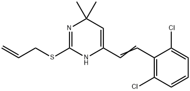 2-(ALLYLSULFANYL)-4-(2,6-DICHLOROSTYRYL)-6,6-DIMETHYL-1,6-DIHYDROPYRIMIDINE 结构式