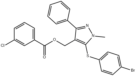 (5-[(4-Bromophenyl)sulfanyl]-1-methyl-3-phenyl-1H-pyrazol-4-yl)methyl 3-chlorobenzenecarboxylate 结构式