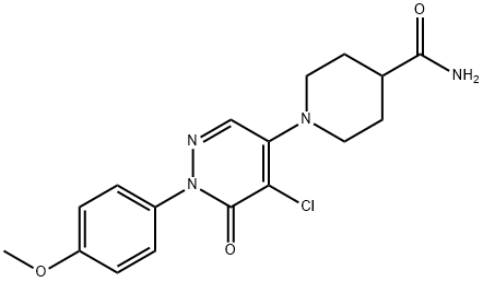 1-[5-CHLORO-1-(4-METHOXYPHENYL)-6-OXO-1,6-DIHYDRO-4-PYRIDAZINYL]-4-PIPERIDINECARBOXAMIDE 结构式