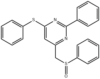 2-PHENYL-4-(PHENYLSULFANYL)-6-[(PHENYLSULFINYL)METHYL]PYRIMIDINE 结构式