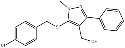 (5-[(4-CHLOROBENZYL)SULFANYL]-1-METHYL-3-PHENYL-1H-PYRAZOL-4-YL)METHANOL 结构式