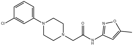 2-[4-(3-CHLOROPHENYL)PIPERAZINO]-N-(5-METHYL-3-ISOXAZOLYL)ACETAMIDE 结构式