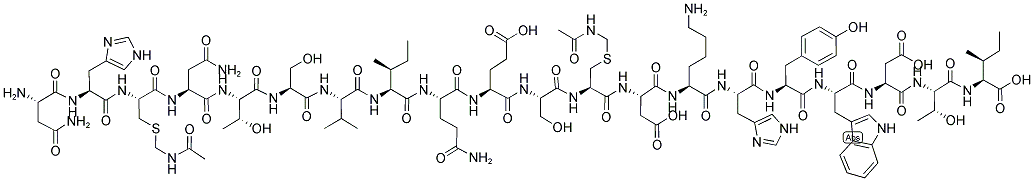 Asn-His-Cys(Acm)-Asn-Thr-Ser-Val-Ile-Gln-Glu-Ser-Cys(Acm)-Asp-Lys-His-Tyr-Trp-Asp-Thr-Ile 结构式
