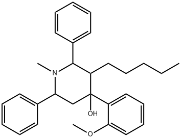 4-(2-METHOXYPHENYL)-1-METHYL-3-PENTYL-2,6-DIPHENYLPIPERIDIN-4-OL 结构式