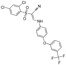 2-((2,4-DICHLOROPHENYL)SULFONYL)-3-((4-(3-(TRIFLUOROMETHYL)PHENOXY)PHENYL)AMINO)PROP-2-ENENITRILE 结构式