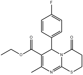 ETHYL 6-(4-FLUOROPHENYL)-8-METHYL-4-OXO-3,4-DIHYDRO-2H,6H-PYRIMIDO[2,1-B][1,3]THIAZINE-7-CARBOXYLATE 结构式