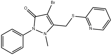 4-BROMO-2-METHYL-1-PHENYL-3-(2-PYRIDYLTHIOMETHYL)-3-PYRAZOLIN-5-ONE 结构式