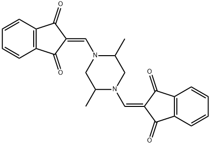 2-((4-((1,3-DIOXOINDAN-2-YLIDENE)METHYL)-2,5-DIMETHYLPIPERAZINYL)METHYLENE)INDANE-1,3-DIONE 结构式
