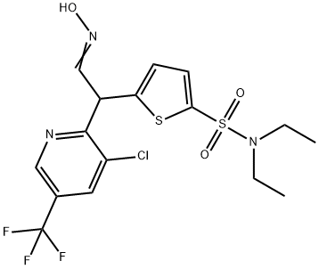 5-[1-[3-CHLORO-5-(TRIFLUOROMETHYL)-2-PYRIDINYL]-2-(HYDROXYIMINO)ETHYL]-N,N-DIETHYL-2-THIOPHENESULFONAMIDE 结构式