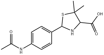 2-(4-(Acetylamino)phenyl)-5,5-dimethyl-1,3-thiazolidine-4-carboxylic acid 结构式