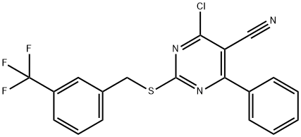 4-CHLORO-6-PHENYL-2-([3-(TRIFLUOROMETHYL)BENZYL]SULFANYL)-5-PYRIMIDINECARBONITRILE 结构式
