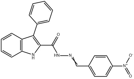 N'-[(4-NITROPHENYL)METHYLENE]-3-PHENYL-1H-INDOLE-2-CARBOHYDRAZIDE 结构式