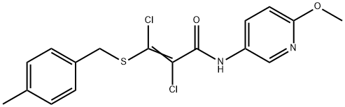 2,3-DICHLORO-N-(6-METHOXY-3-PYRIDINYL)-3-[(4-METHYLBENZYL)SULFANYL]ACRYLAMIDE 结构式