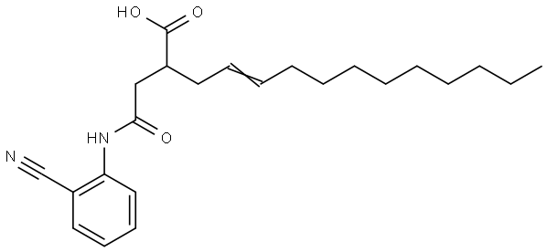 2-((N-(2-Nitrilophenyl)carbamoyl)methyl)tetradec-4-enoic acid 结构式
