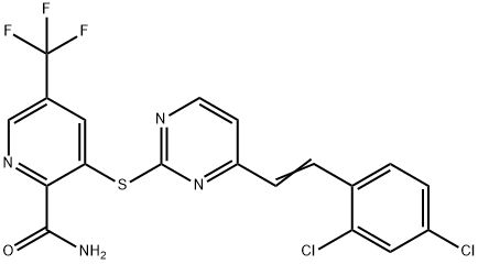 3-([4-(2,4-DICHLOROSTYRYL)-2-PYRIMIDINYL]SULFANYL)-5-(TRIFLUOROMETHYL)-2-PYRIDINECARBOXAMIDE 结构式