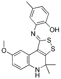 2-{[(1Z)-8-METHOXY-4,4-DIMETHYL-4,5-DIHYDRO-1H-[1,2]DITHIOLO[3,4-C]QUINOLIN-1-YLIDENE]AMINO}-4-METHYLPHENOL 结构式