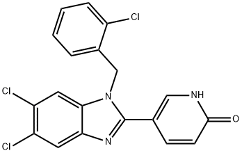 5-[5,6-DICHLORO-1-(2-CHLOROBENZYL)-1H-1,3-BENZIMIDAZOL-2-YL]-2(1H)-PYRIDINONE 结构式