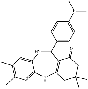 11-[4-(Dimethylamino)phenyl]-3,3,7,8-tetramethyl-2,3,4,5,10,11-hexahydro-1H-dibenzo[b,e][1,4]diazepin-1-one 结构式