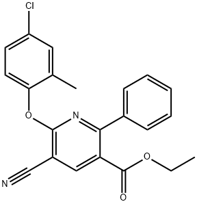 ETHYL 6-(4-CHLORO-2-METHYLPHENOXY)-5-CYANO-2-PHENYLNICOTINATE 结构式