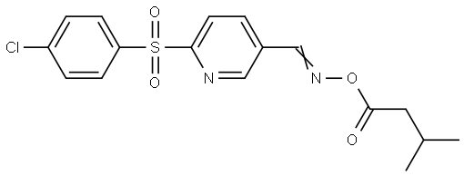 2-[(4-Chlorophenyl)sulfonyl]-5-(([(3-methylbutanoyl)oxy]imino)methyl)pyridine 结构式