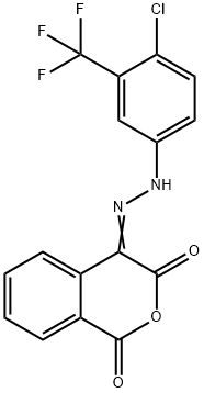 1H-ISOCHROMENE-1,3,4-TRIONE 4-(N-[4-CHLORO-3-(TRIFLUOROMETHYL)PHENYL]HYDRAZONE) 结构式