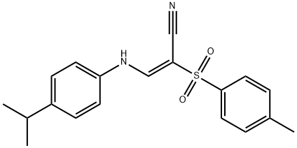 3-((4-(ISOPROPYL)PHENYL)AMINO)-2-((4-METHYLPHENYL)SULFONYL)PROP-2-ENENITRILE 结构式