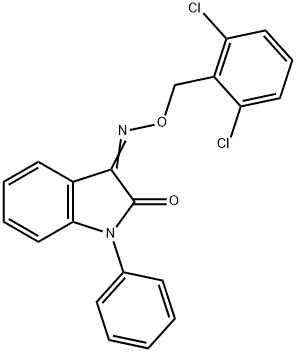 1-PHENYL-1H-INDOLE-2,3-DIONE 3-[O-(2,6-DICHLOROBENZYL)OXIME] 结构式