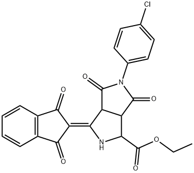 ETHYL 5-(4-CHLOROPHENYL)-3-(1,3-DIOXO-1,3-DIHYDRO-2H-INDEN-2-YLIDEN)-4,6-DIOXOOCTAHYDROPYRROLO[3,4-C]PYRROLE-1-CARBOXYLATE 结构式