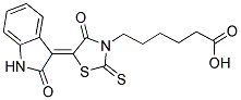 6-[(5Z)-4-OXO-5-(2-OXO-1,2-DIHYDRO-3H-INDOL-3-YLIDENE)-2-THIOXO-1,3-THIAZOLIDIN-3-YL]HEXANOIC ACID 结构式